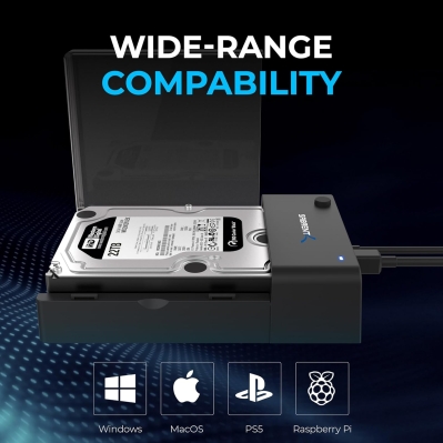 SABRENT USB 3.0 to SATA External Hard Drive Lay-Flat Docking Station for 2.5 and 3.5in HDD SSD