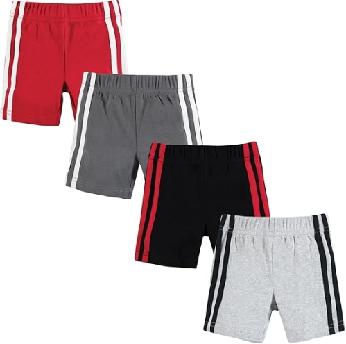 Hudson Baby Unisex 100% Cotton Shorts - 4-Pack Multi-Color Set