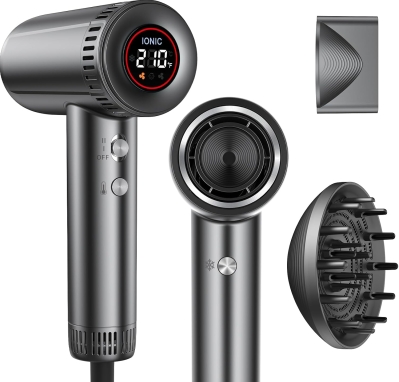 Professional High-Speed Ionic Hair Dryer with Magnetic Diffuser and Nozzle