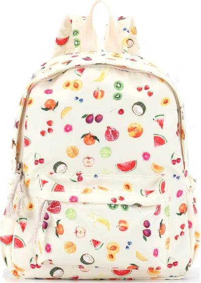 Coquette Strawberry Print Backpack - Cute Aesthetic Nylon Fruit Daypack