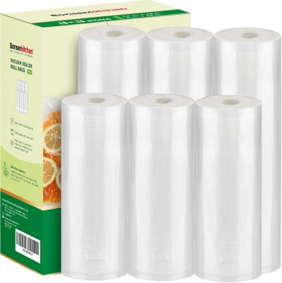 Bonsenkitchen 6-Roll Vacuum Sealer Bags Set with Storage Box - BPA Free Commercial Grade