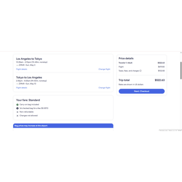 Round Trip Los Angeles to Tokyo Japan $523 Nonstop on ZIPAIR