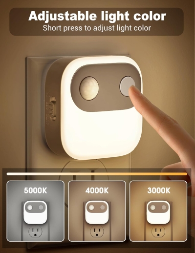 JandCase Motion Sensor Plug-in Night Light - 3CCT 2-Pack