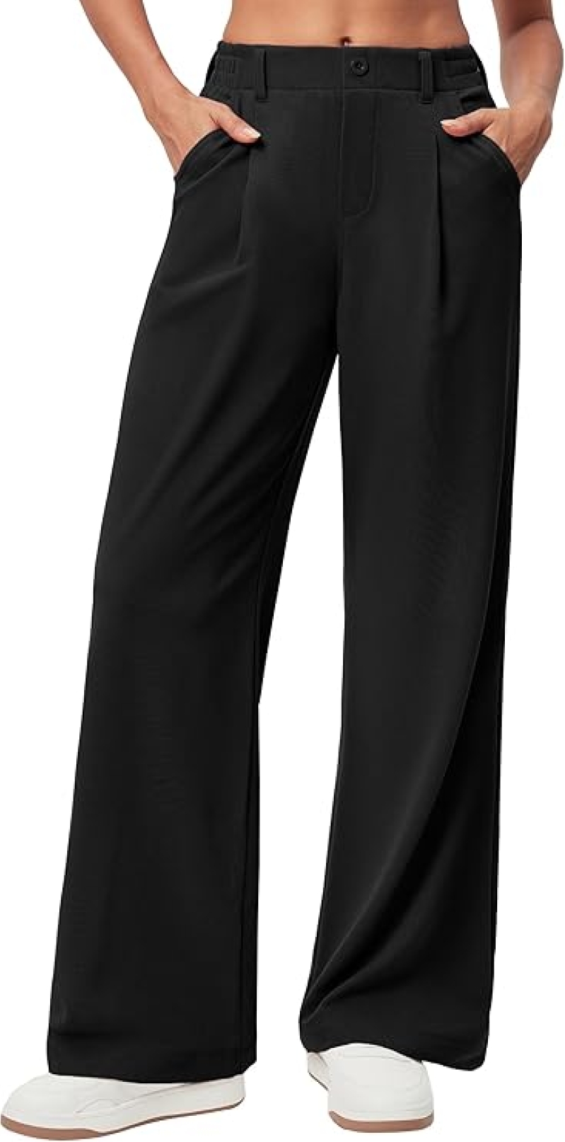 Ewedoos Wide Leg Work Dress Pants for Women - Stretchy Waffle Knit Trousers