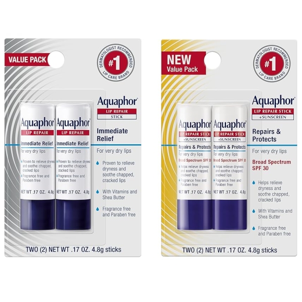 Aquaphor Lip Balm Set - 4-Count Lip Repair & SPF 30 Sunscreen Sticks