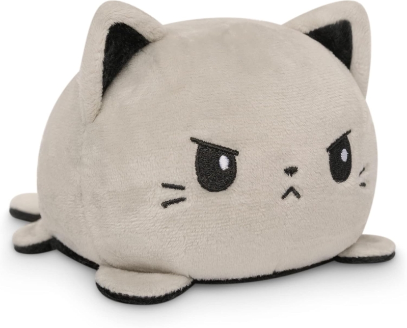 TeeTurtle The Original Reversible Cat Plushie - Black & Gray Mood Toy