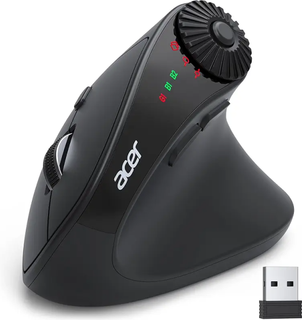 acer Ergonomic Wireless Vertical Mouse with Side Scroll Wheel