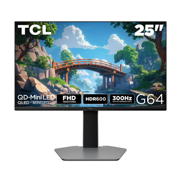 TCL 25” G64 Series FHD QD-Mini LED Gaming Monitor - 300Hz Refresh Rate