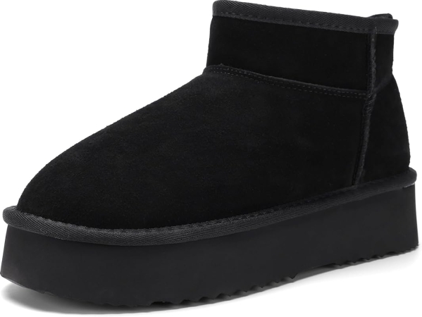 AoSiFu Women’s Platform Mini Suede Snow Boots - Water Resistant