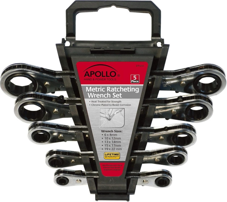 Apollo Tools 5-Piece Metric Steel Ratcheting Wrench Set - DT1213