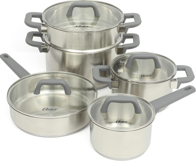 Oster Beauford 9-Piece Stainless Steel Cookware Set - 5-Ply Encapsulated Base