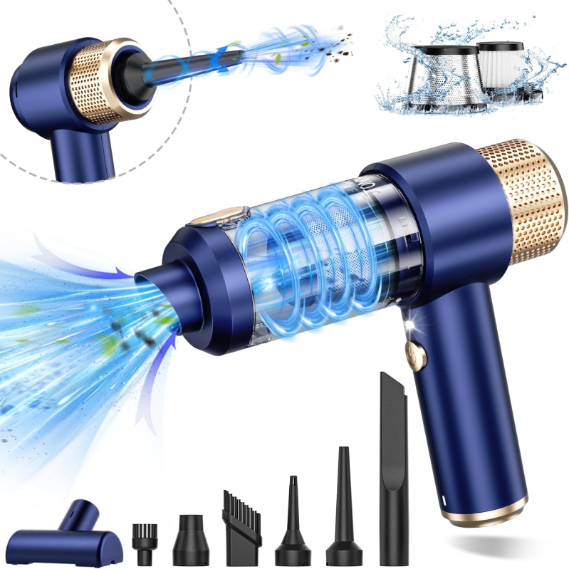 Jonyj 2-in-1 Handheld Vacuum Cleaner & Air Duster with 16000PA Suction and HEPA Filter