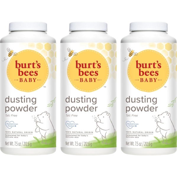 Burt's Bees Baby Dusting Powder 7.5 oz (Pack of 3) - 100% Natural Talc-Free Formula