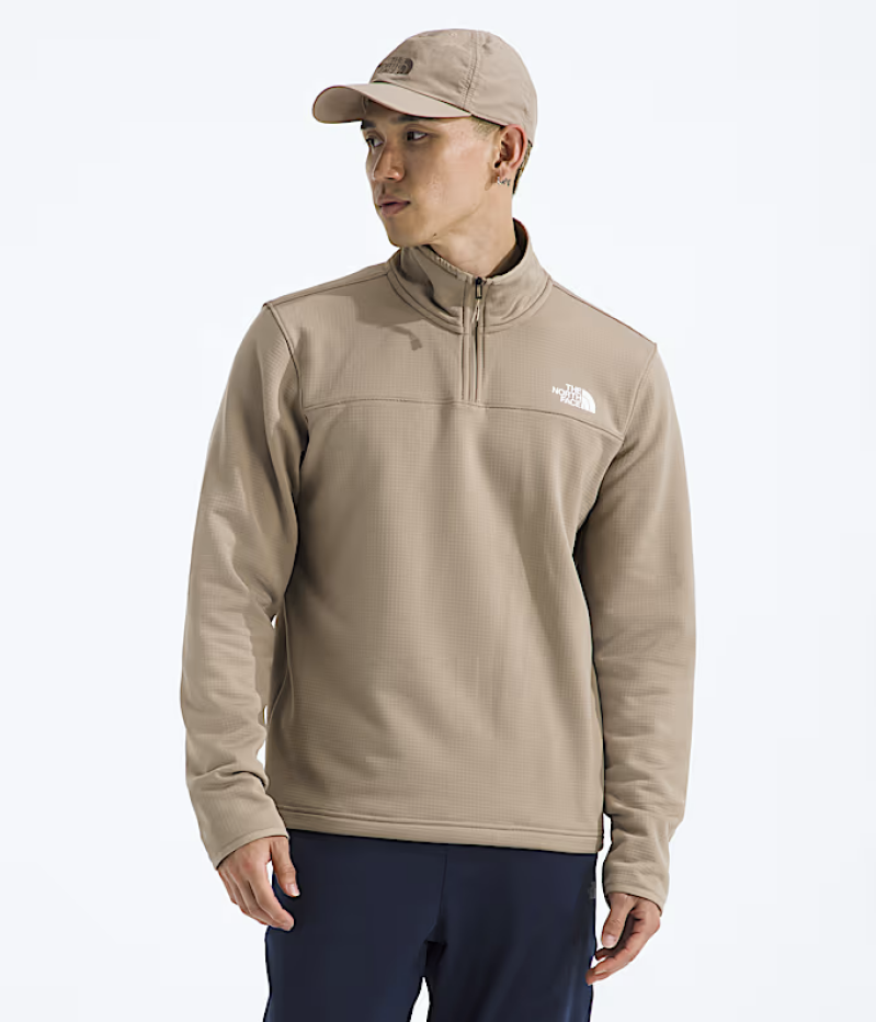 The North Face Men’s Cedar Trail Grid Fleece ¼-Zip - Mushroom Grey Lightweight Pullover