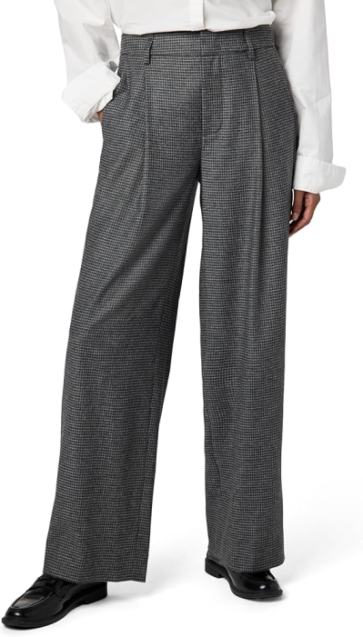 Vince Women's High-Waisted Microcheck Wide Leg Trouser - Sophisticated Pull-On Pants