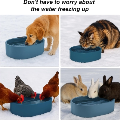 Large 125 OZ Outdoor Heated Water Bowl for Dogs & Cats - UL Certified Smart Thermal Dish