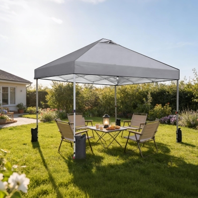 OLIXIS 10x10ft Pop Up Canopy Tent - Heavy Duty One-Push Setup Outdoor Shelter with Rolling Bag (Grey)
