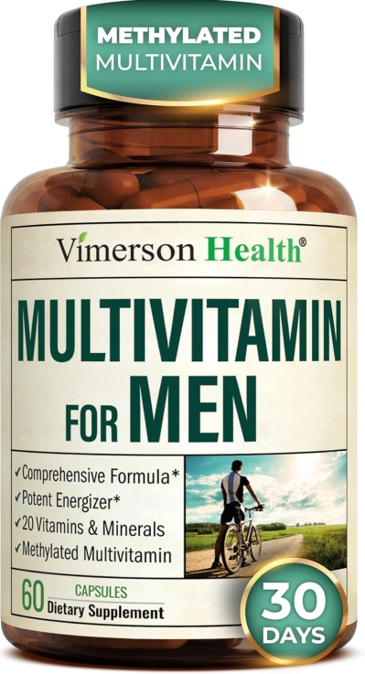 Premium Methylated Multivitamin for Men - Bioavailable B12, 5-MTHF Folate & Chelated Minerals