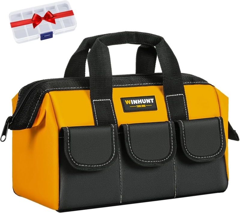 Heavy-Duty 12-Inch Tool Bag - 1680D Polyester Storage for DIY & Craftsmen (Yellow)