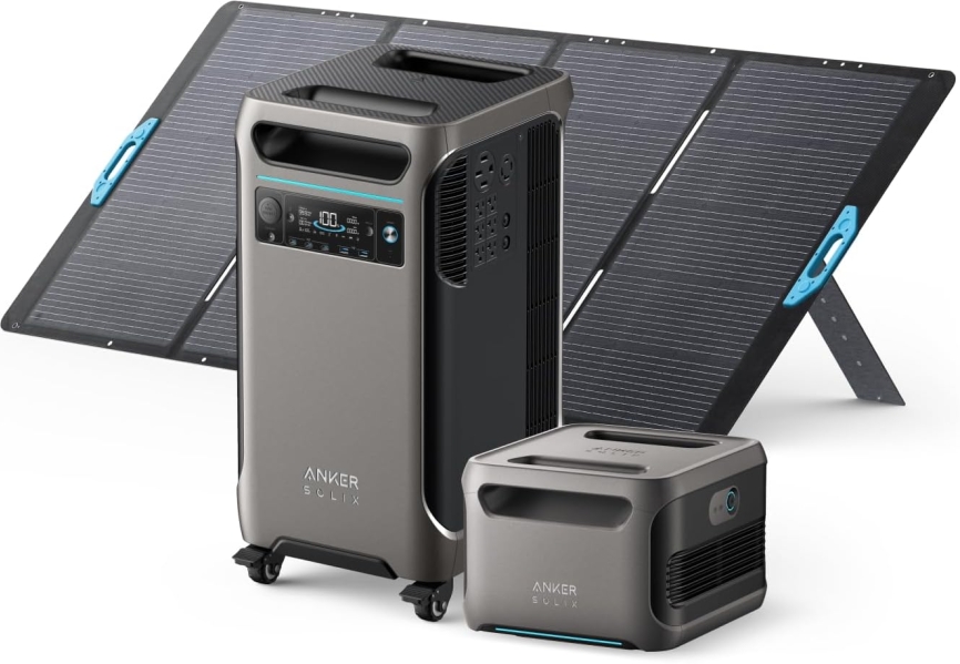 Anker SOLIX F3800 Portable Power Station Bundle - 7.68kWh LiFePO4 with 400W Solar Panel