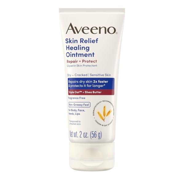 Aveeno Skin Relief Healing Ointment - Triple Oat & Shea Butter Fragrance-Free Skin Protectant (Travel Size, 2.0 oz)