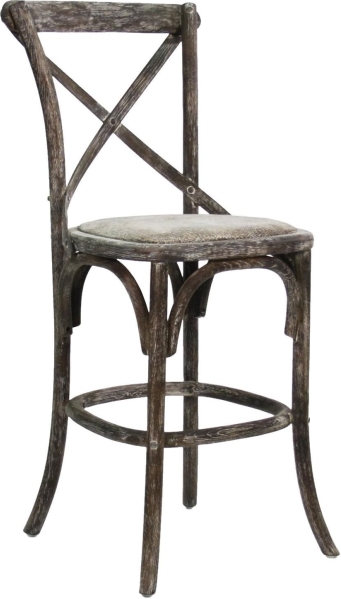 Zentique Parisienne Cafe Counter Stool - Limed Charcoal Oak French Country Seating