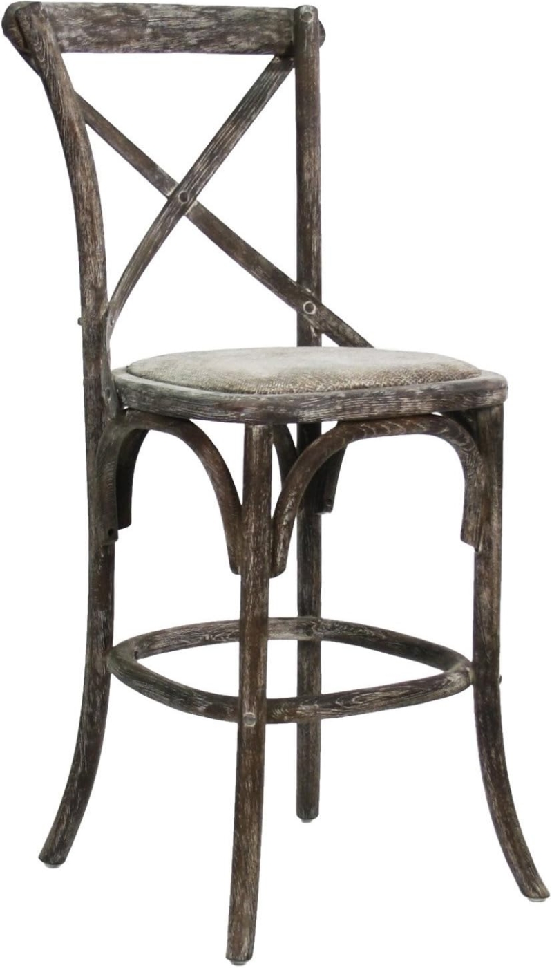 Zentique Parisienne Cafe Counter Stool - Limed Charcoal Oak French Country Seating