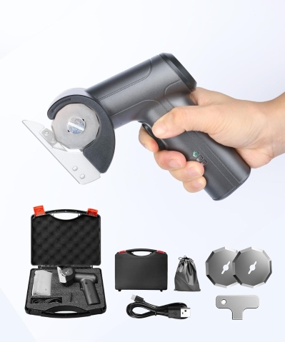 4V Cordless Electric Scissors - 240 RPM Power Shears with 3 SK5 Blades & Storage Bag