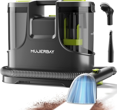 MUJERBAY Portable Upholstery & Carpet Cleaner - 15Kpa High-Suction Spot and Stain Machine