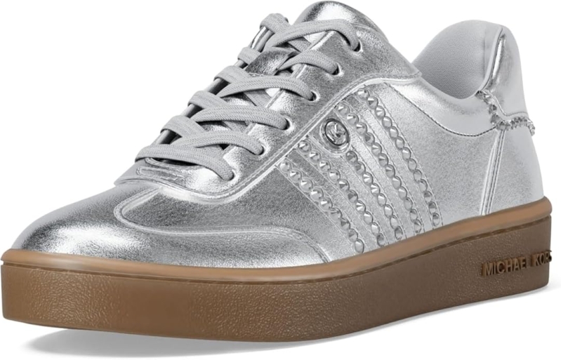 Michael Kors Women's Scotty Lace-Up Sneakers - Metallic Leather Soccer-Inspired Low-Tops
