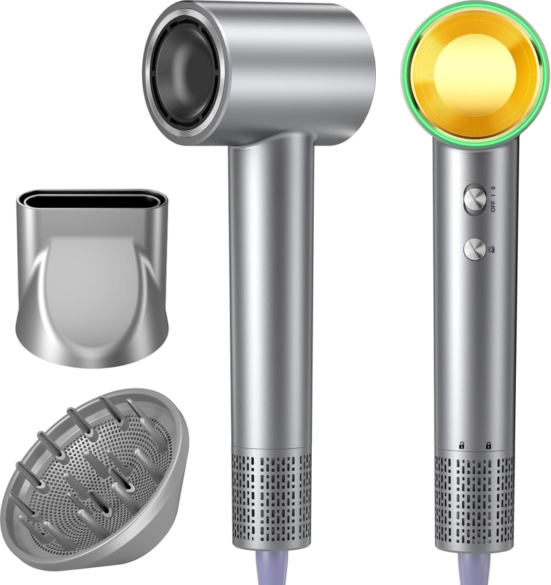 High-Speed Ionic Hair Dryer - 150,000 RPM Brushless Motor with Diffuser & Nozzle