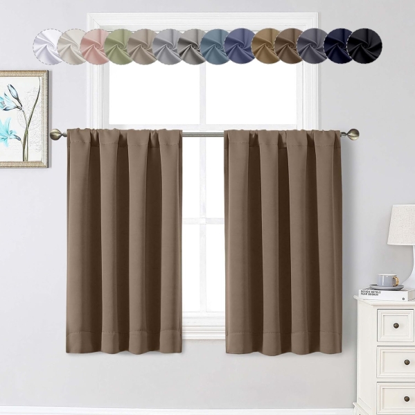 WelvetBLK Brown Cafe Blackout Curtains - 36