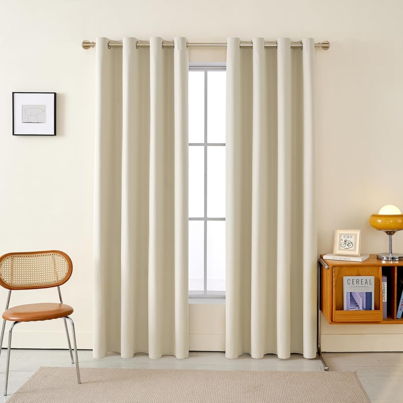 84-Inch 100% Blackout Curtains for Bedroom & Nursery - Thermal Insulated Grommet Panels (Set of 2)