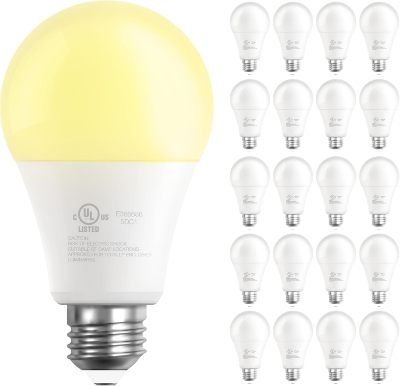 DAYBETTER A19 LED Light Bulbs - 60 Watt Equivalent 800LM Warm White (20 Pack)