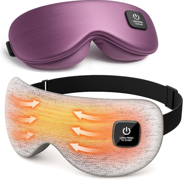 Cordless Heated Eye Mask - 1200mAh Rechargeable Eye Heating Pad with Washable Shells