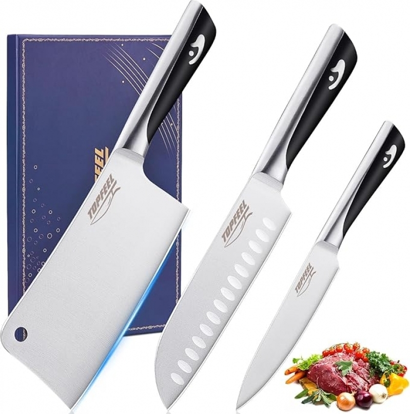 Save Big: 3-Piece Butcher Knife Meat Cleaver Set for Just $17.99!