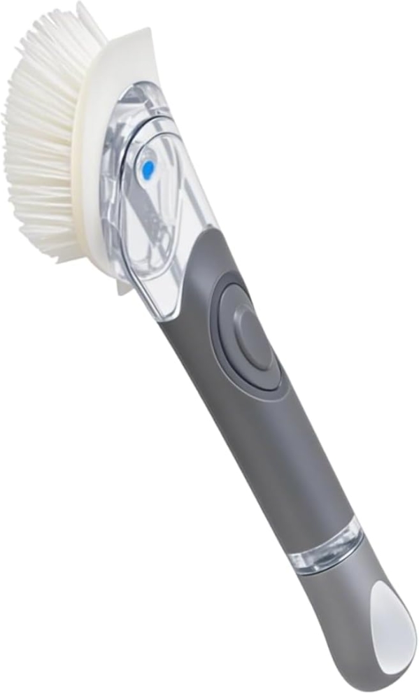 Celox Soap-Dispensing Dish Brush - Durable Non-Slip Kitchen Scrubber with Transparent Reservoir