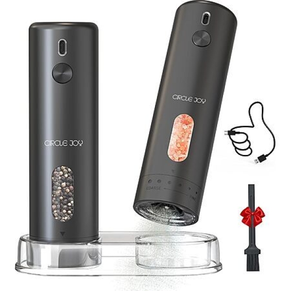 50% Off Circle Joy Rechargeable Electric Salt & Pepper Grinder – 110ml, USB‑C, LED Light