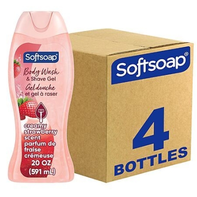 Softsoap 4‑Pack Moisturizing Body Wash & Shave Gel – Creamy Strawberry Deal