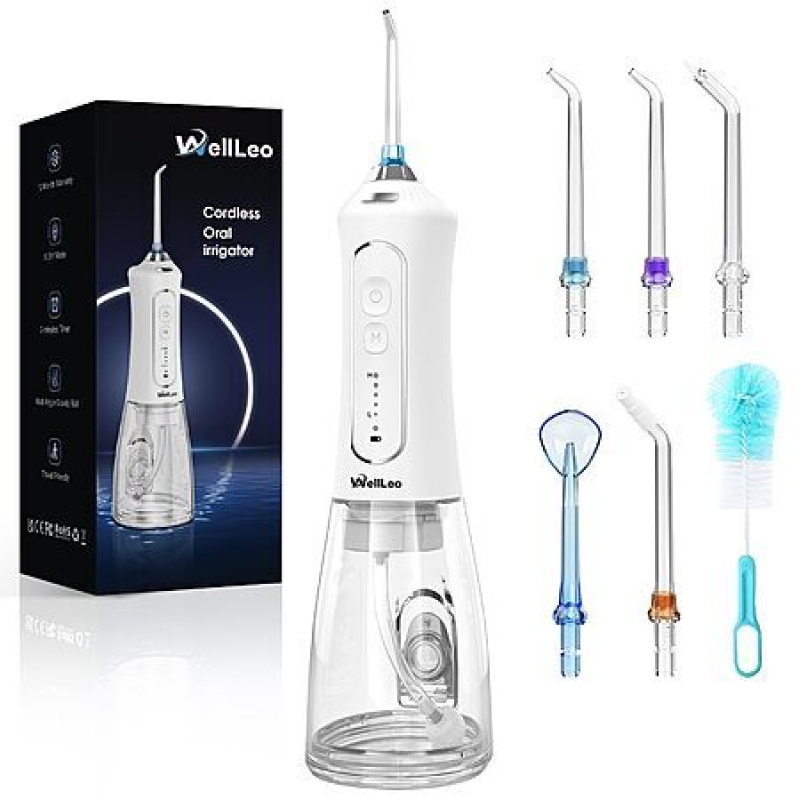 Cordless 300ml Water Flosser – 5 Modes, 5 Jet Tips, IPX7 Waterproof – $9 Prime Shipped