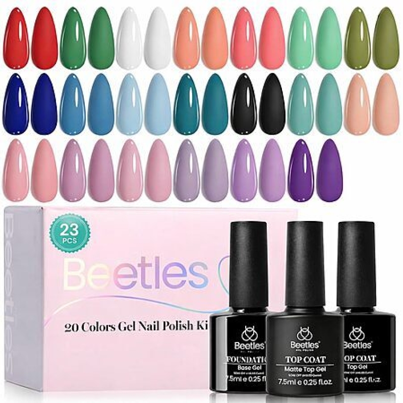 23-Piece Beetles Spring Gel Nail Polish Set – 20 Colors + Base & Top Coats – $7.26 with Subscribe & Save