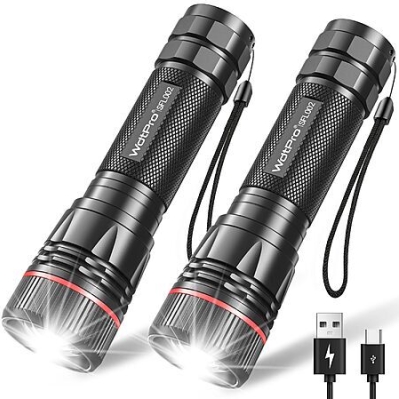2‑Pack WdtPro Rechargeable LED Flashlights – $8.50 Prime Deal