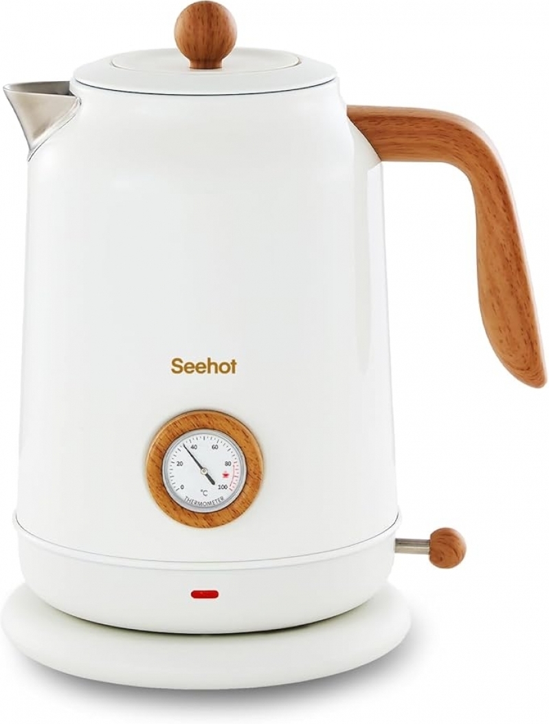 Seehot 1.7L Electric Kettle with Thermometer – Fast 1200W Boil, Stainless Steel