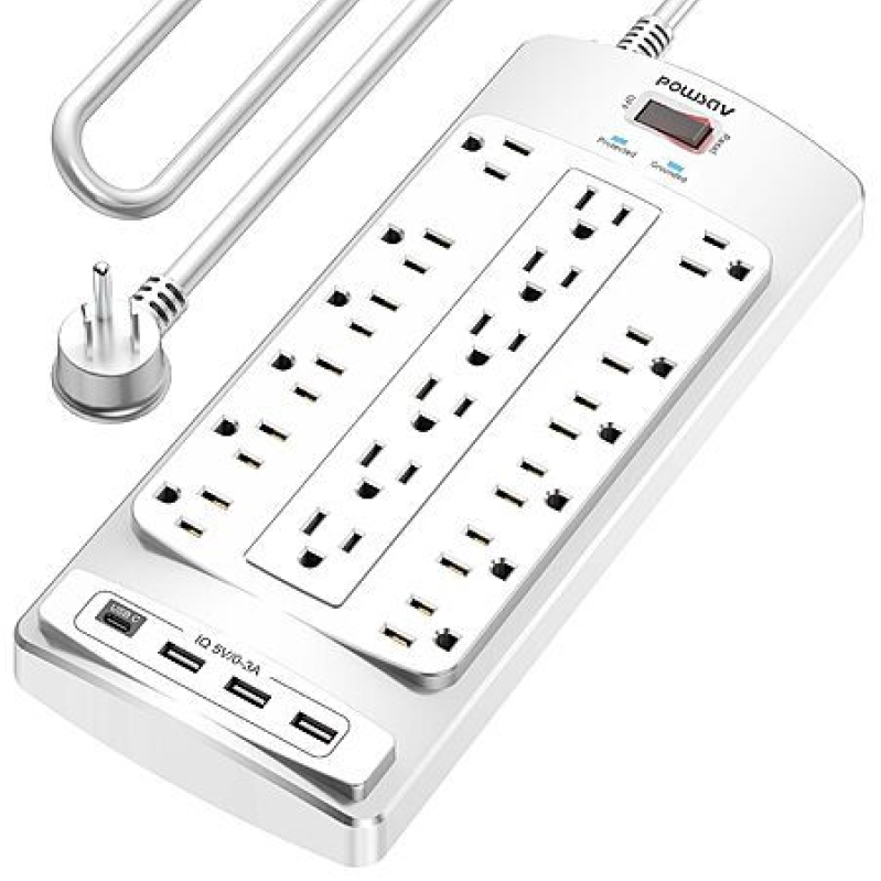 POWSAV 18-Outlet Surge Protector with 4 USB Ports – 10‑ft Cord – $14.99 Deal