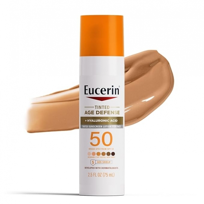 Eucerin Sun Tinted Age Defense SPF 50 – $11.20 (34% Off) – Hyaluronic Acid Blendable Sunscreen