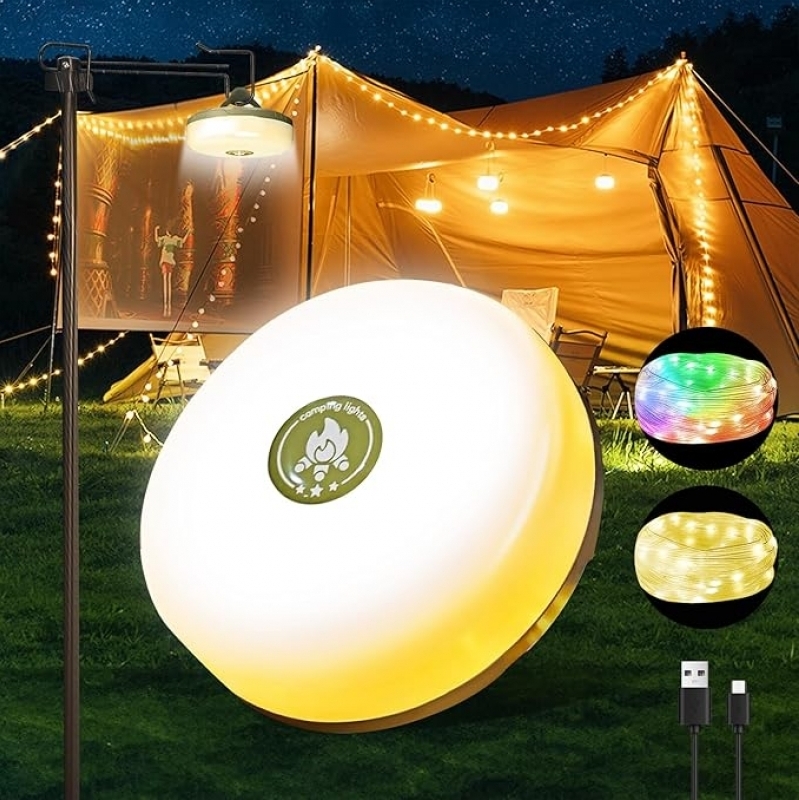 Wellgium 32.8FT Waterproof Camping String Lights – 4‑in‑1, 8 Modes, USB‑C Power Bank, 50% Off