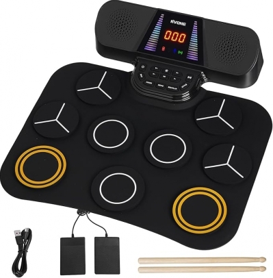 RVONE Kids Electric Drum Set – 9 Pads, LCD & Dual Speakers – 50% Off – Ideal Gift
