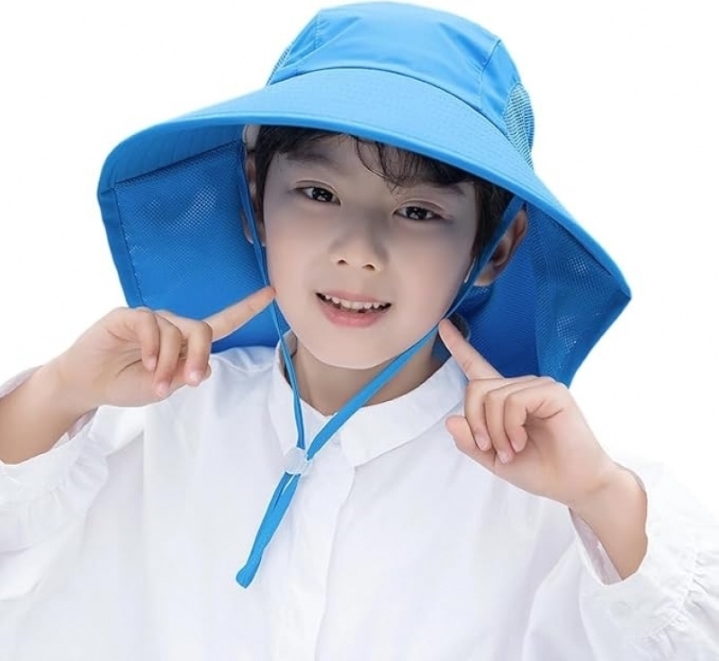 Foldable UV Protection Kids Sun Hat – Wide Brim & Neck Flap, Ages 5‑9 – $4.86 Deal