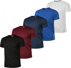 5 Pack Men’s Short Sleeve Active Athletic Running T Shirts for Men Gym Workout Moisture Wicking